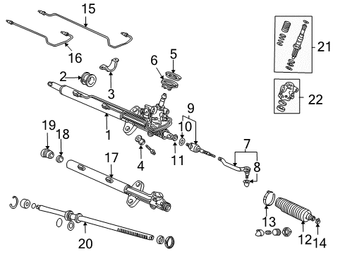 2004 Honda Pilot Steering Column & Wheel, Steering Gear & Linkage Housing Sub-Assy., Steering Rack Diagram for 53608-S3V-A01
