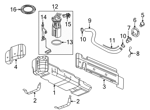2006 Chevrolet Avalanche 2500 Fuel System Components Pipe Asm-Fuel Tank Filler Diagram for 15831487