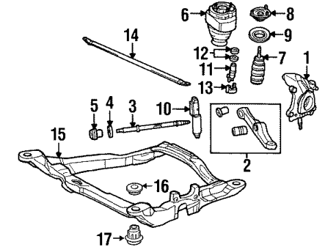 2002 Lincoln Continental Front Suspension Components, Lower Control Arm, Stabilizer Bar Solenoid Valve Seal Diagram for E8OY-5312-A