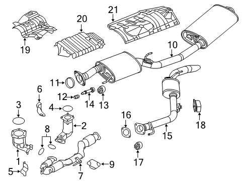 2017 Nissan Quest Exhaust Components Three Way Catalytic Converter Diagram for B08A3-3GP0A