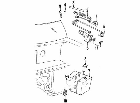 1993 Pontiac Bonneville Wiper & Washer Components Blade, Windshield Wiper Diagram for 10283602