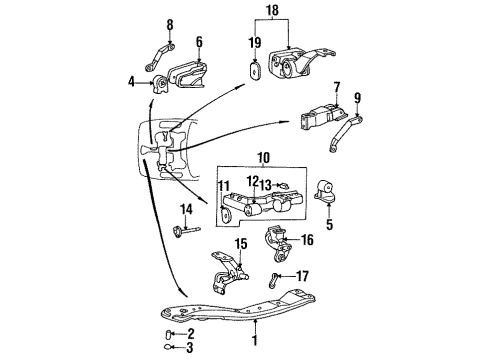 1995 Hyundai Sonata Engine & Trans Mounting Bracket-Roll Stopper, Front Diagram for 21680-32562