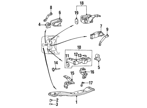 1995 Hyundai Sonata Engine & Trans Mounting Engine Support Bracket Diagram for 21621-33100