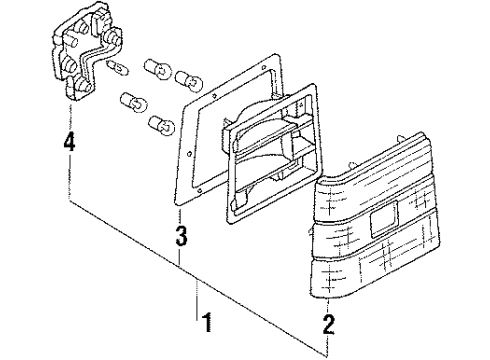 1984 Nissan Stanza Tail Lamps Lamp Rear Combination RH Diagram for 26550-D2900