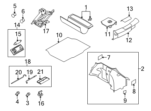 2007 Nissan Versa Interior Trim - Rear Body Cargo Area Cover, Hatchback(Black) Diagram for 79910-EM00A