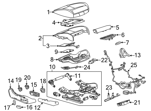 2018 Buick Regal Sportback Passenger Seat Components Handle Diagram for 13404388