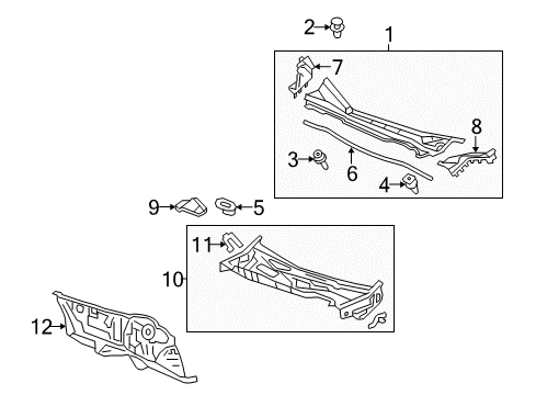 2012 Acura TSX Cowl Grommet, Cowl Top Diagram for 90603-TL0-003