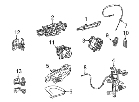 2022 Jeep Grand Wagoneer Lock & Hardware CYLINDER-DOOR LOCK ASSEMBLY Diagram for 68519266AA