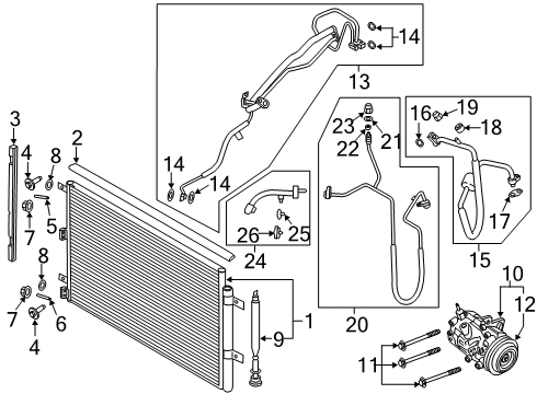 2018 Lincoln Navigator A/C Condenser, Compressor & Lines Liquid Line Diagram for JL1Z-19972-AA