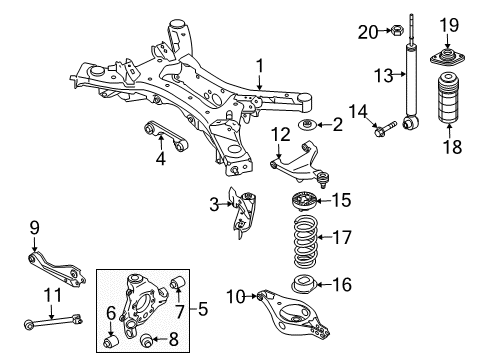 2014 Infiniti QX60 Rear Suspension Components, Lower Control Arm, Upper Control Arm, Ride Control, Stabilizer Bar ABSORBER Kit - Shock, Rear Diagram for E6210-3JA0B