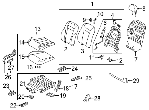 2019 Kia K900 Passenger Seat Components BOARD ASSY-FR BACK(P Diagram for 88480J6030RHC