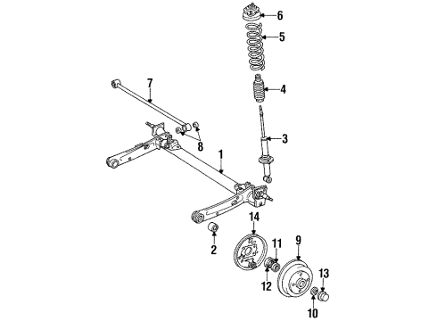 1994 Toyota Tercel Rear Suspension Components Inner Bearing Oil Seal Diagram for 90311-38037