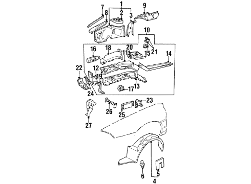 1995 Oldsmobile Aurora Structural Components & Rails Bracket-Engine Mount Diagram for 22112236