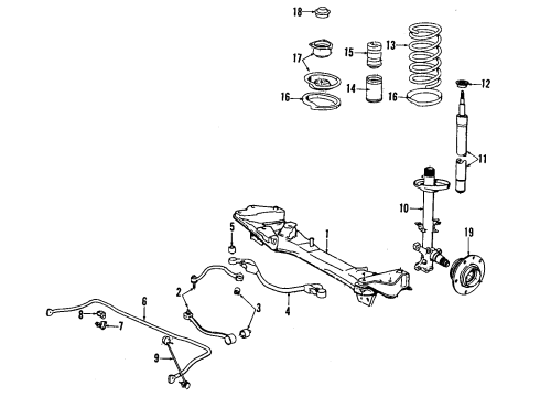 1990 BMW 750iL Front Suspension Components, Lower Control Arm, Stabilizer Bar Insert Shock Absorber Diagram for 31321134407