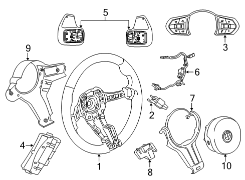 2015 BMW 535d Steering Column & Wheel, Steering Gear & Linkage Steering Wheel Electronics Control Unit Diagram for 61317468009
