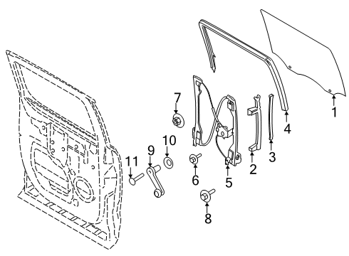 2018 Ford F-350 Super Duty Rear Door Run Channel Diagram for FL3Z-1825797-A