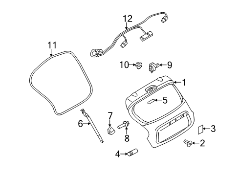 2016 Nissan Juke Lift Gate Hinge Assy-Back Door Diagram for 90400-1KA0A