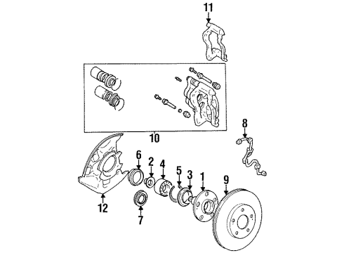 1991 Toyota MR2 Front Brakes O-Ring Nut Diagram for 90179-20003