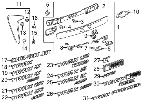 2015 Chevrolet Trax Exterior Trim - Lift Gate Spoiler Nut Diagram for 11611049
