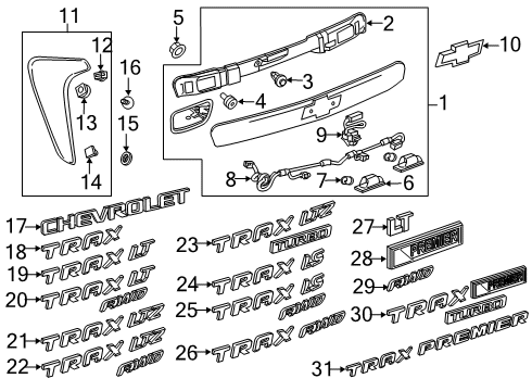 2018 Chevrolet Trax Exterior Trim - Lift Gate Molding Assembly Diagram for 42478180