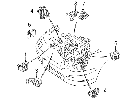 1999 Acura Integra Engine & Trans Mounting Bracket, Rear Engine Mounting Diagram for 50827-ST7-980