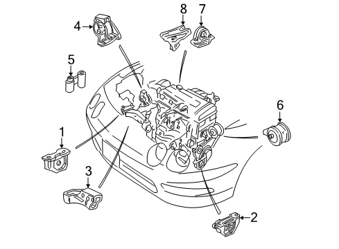 1999 Acura Integra Engine & Trans Mounting Bracket, Right Front Stopper (At) Diagram for 50843-S04-N80