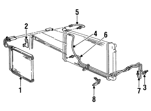 1993 Oldsmobile 88 Trans Oil Cooler Transmission Oil Cooler Upper Pipe Assembly Diagram for 25615308