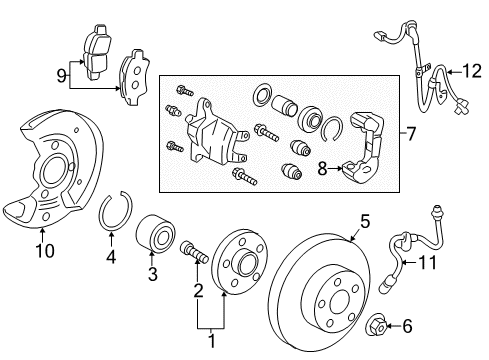 2014 Scion iQ Brake Components ABS Sensor Wire Diagram for 89543-74010