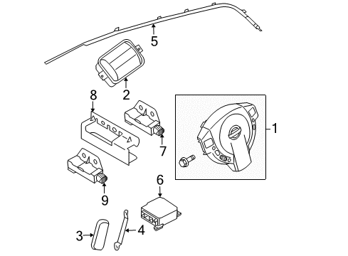 2009 Nissan Rogue Air Bag Components Sensor-Air Bag Front Center Diagram for K8581-CD00A