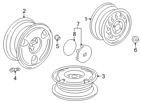 2001 Honda Insight Wheels, Covers & Trim Cap, Aluminum Wheel Center Diagram for 44732-S3Y-010