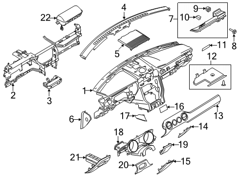 2015 Ford Mustang Instrument Panel Lower Insulator Diagram for FR3Z-6301670-AA