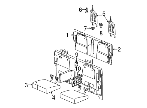 2006 Dodge Dakota Rear Seat Components Rear Seat Cushion Right Diagram for 1BJ941D5AA