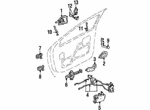 2000 Mercury Villager Front Door Hinge Diagram for 2F5Z-1222800-AA