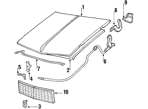 1986 Chevrolet Chevette Hood & Components Cable Asm, Hood Primary Latch Release Diagram for 14069172