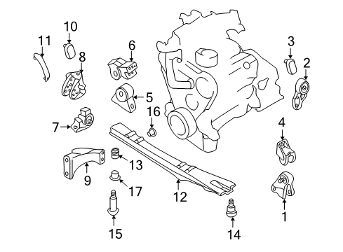 2000 Nissan Quest Engine & Trans Mounting Engine Mounting Bracket, Rear Left Diagram for 11355-7B000