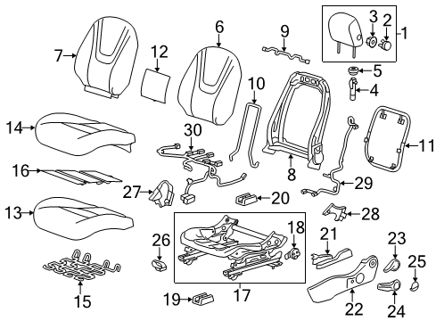 2013 Chevrolet Volt Driver Seat Components Adjuster Diagram for 13577198