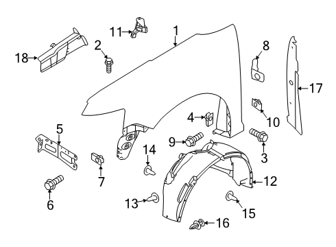 2017 Ford Flex Fender & Components Fender Diagram for BA8Z-16005-A