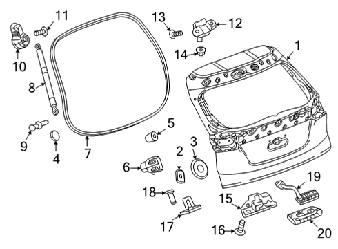 2022 Chevrolet Bolt EUV Gate & Hardware Handle Diagram for 42705810