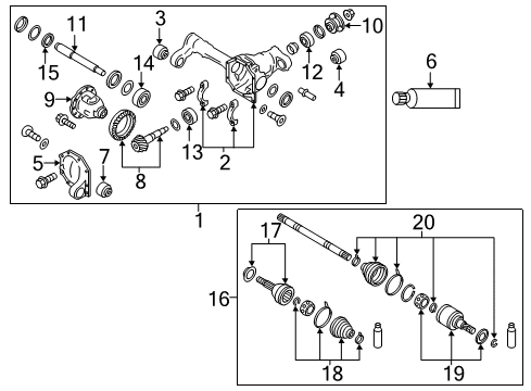 2017 Nissan Armada Carrier & Front Axles Joint Assy-Outer Diagram for 39211-1LA0C
