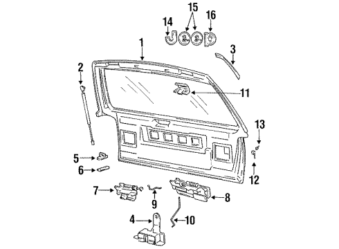 1995 Jeep Grand Cherokee Lift Gate Liftgate Strut Support Diagram for 55075704AB