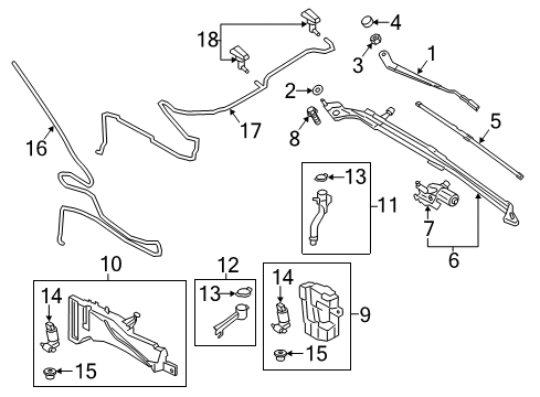 2013 Ford C-Max Wiper & Washer Components Front Blade Diagram for DM5Z-17528-B