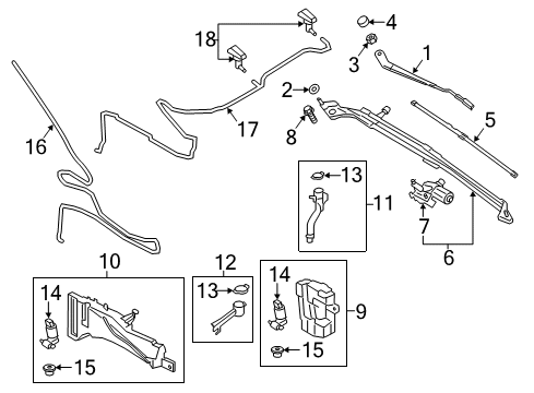 2013 Ford C-Max Wiper & Washer Components Front Blade Diagram for DM5Z-17528-C