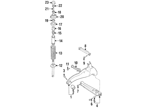 1996 Eagle Summit Rear Suspension Components, Lower Control Arm, Upper Control Arm, Stabilizer Bar & Components BUSHING-Control Arm Diagram for MR102012