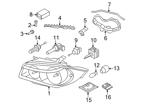 2009 BMW 128i Bulbs Left Headlight Cover Diagram for 63127171569