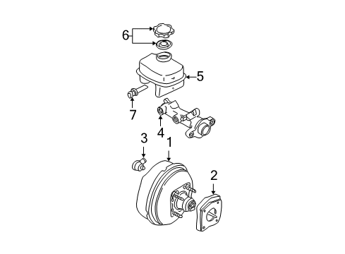 2005 Cadillac DeVille Hydraulic System Booster, Power Brake (Vacuum) Diagram for 18042542