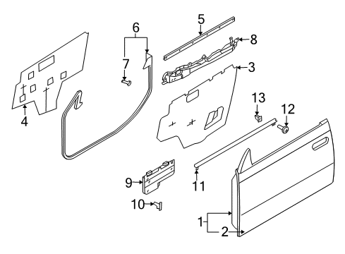 2004 Infiniti M45 Front Door Clip-Weatherstrip Diagram for 80850-89902