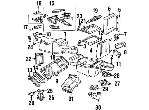 2000 Lincoln Continental A/C Evaporator & Heater Components Blower Motor Diagram for F7OZ-19805-BA