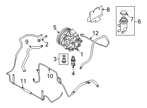 2013 Ford Transit Connect P/S Pump & Hoses, Steering Gear & Linkage Reservoir Cap Mount Bracket Diagram for BT1Z-3489-A