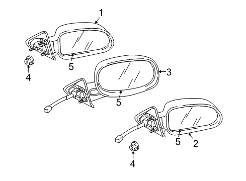 2008 Dodge Dakota Outside Mirrors Drivers Power Side View Mirror Diagram for 55077623AD