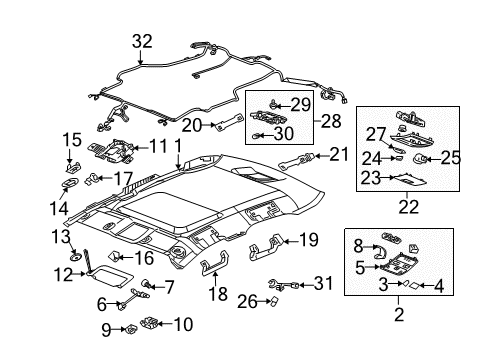 2005 Cadillac STS Sunroof Actuator Diagram for 22756140